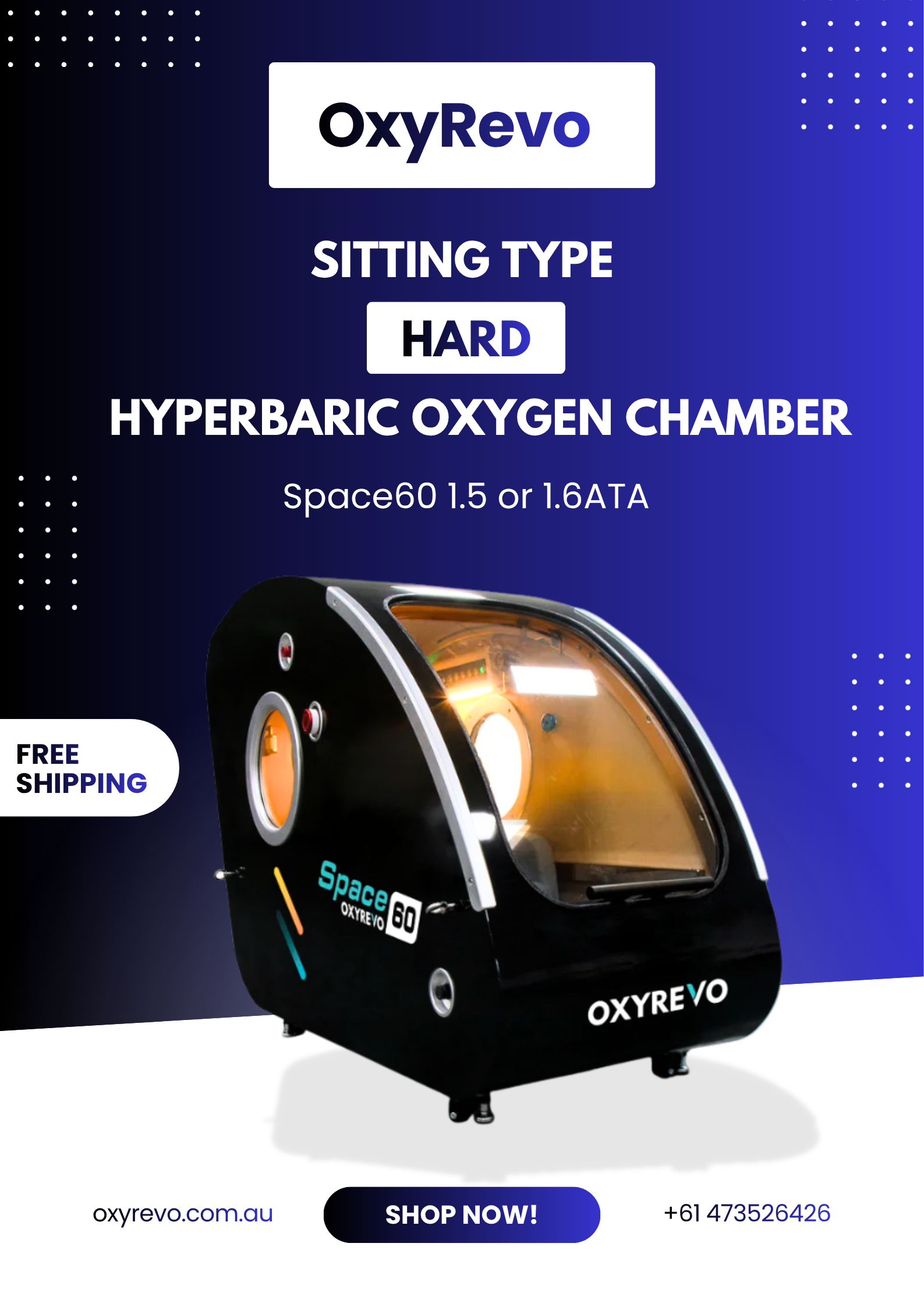 OxyRevo Sitting Type Hard Hyperbaric Chamber Space60 1.5 or 1.6ATA